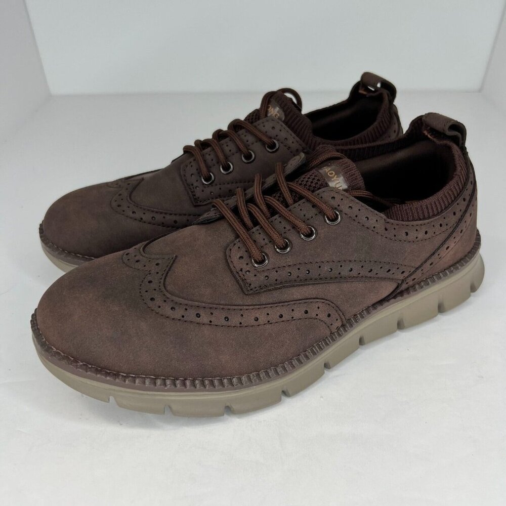 Haoyundong Mens Brown Oxford Faux Leather Casual Fashion Low Top Size 7 Shoes